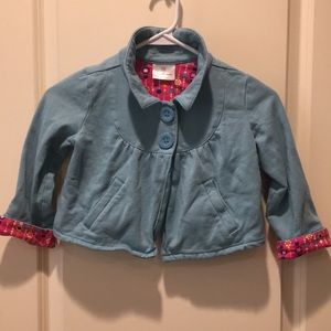 Hanna Andersson girls Button Down jacket 100% Cotton kids size 5(110)floral cuff